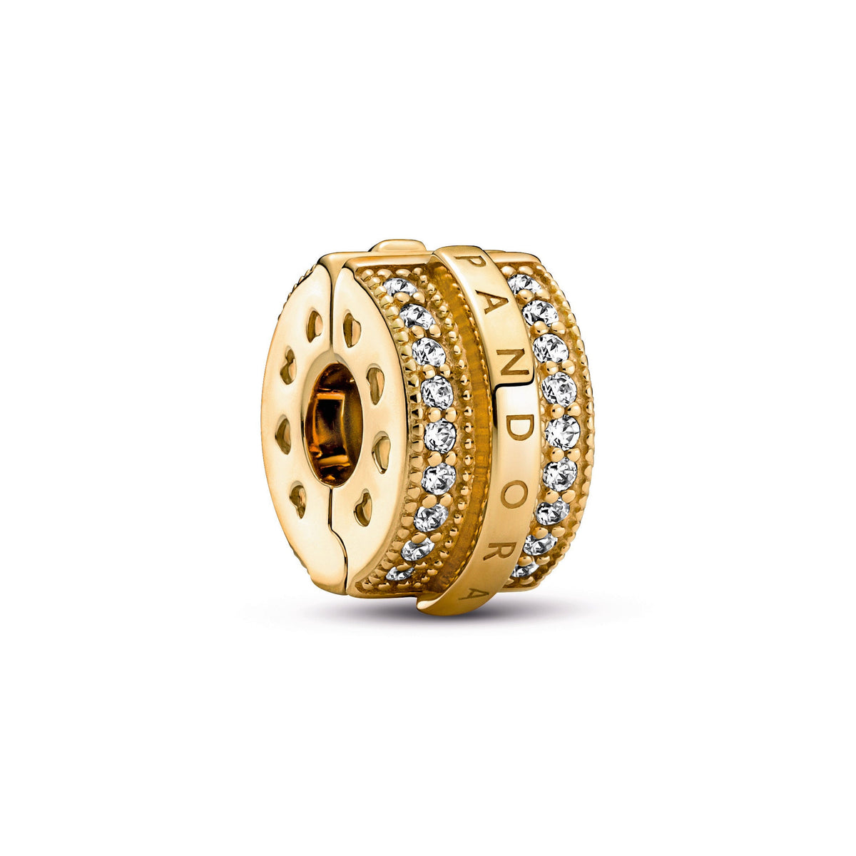 Clip Charm – 14k Gold-Plated – Sparkling Pavé Lines & Logo
