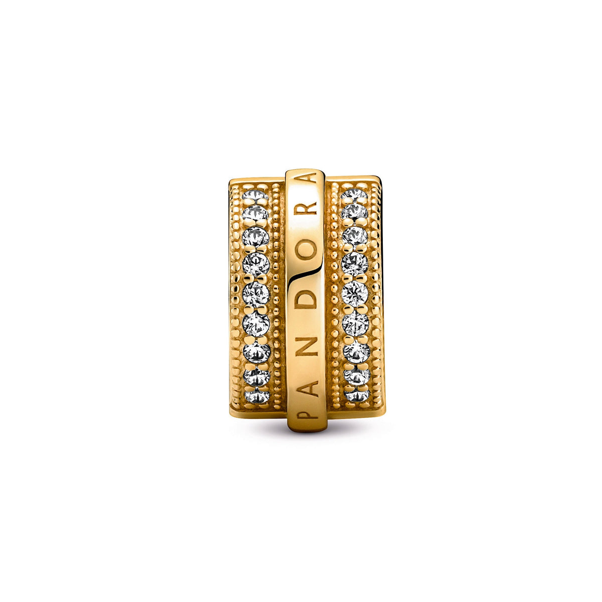 Clip Charm – 14k Gold-Plated – Sparkling Pavé Lines & Logo