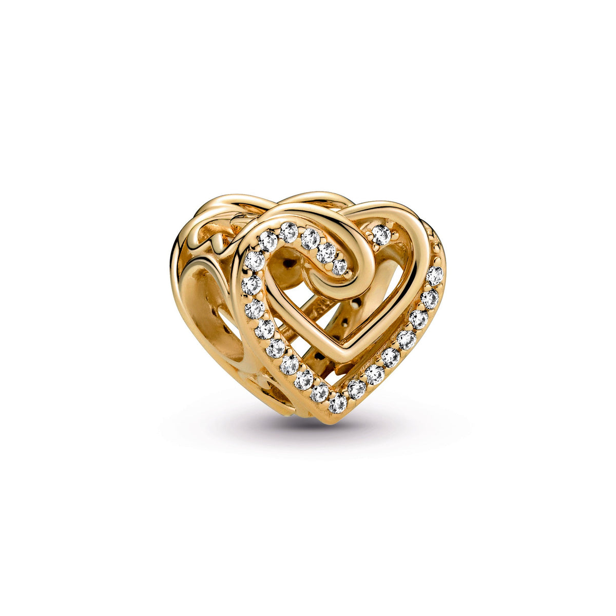 Charm – 14k Gold-Plated – Sparkling Entwined Hearts