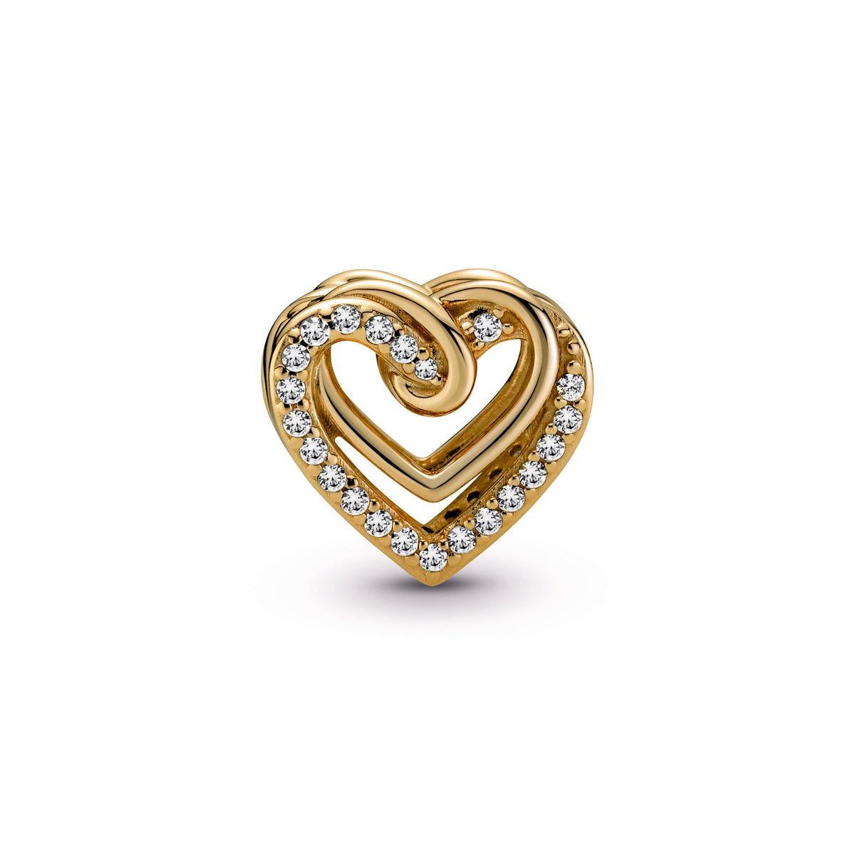 Charm – 14k Gold-Plated – Sparkling Entwined Hearts