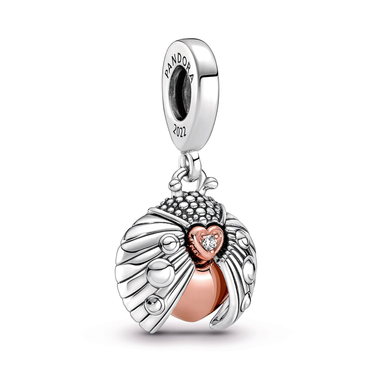 Dangle Charm – 14k Rose Gold-Plated – Pandora Club 2022 Ladybird & Heart