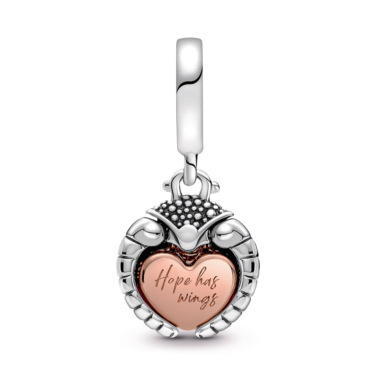 Dangle Charm – 14k Rose Gold-Plated – Pandora Club 2022 Ladybird & Heart