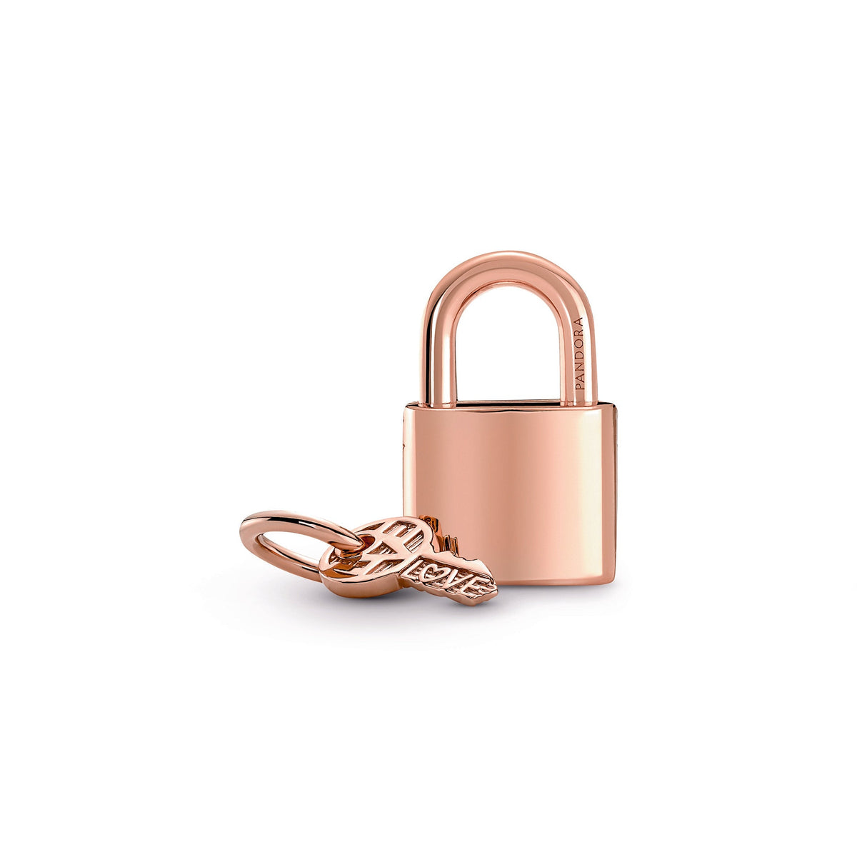 Dangle Charm – 14k Rose Gold-Plated – Padlock & Key