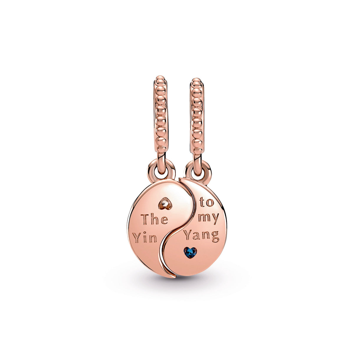 Dangle Charm – 14k Rose Gold-Plated – Splittable Yin & Yang Sparkling