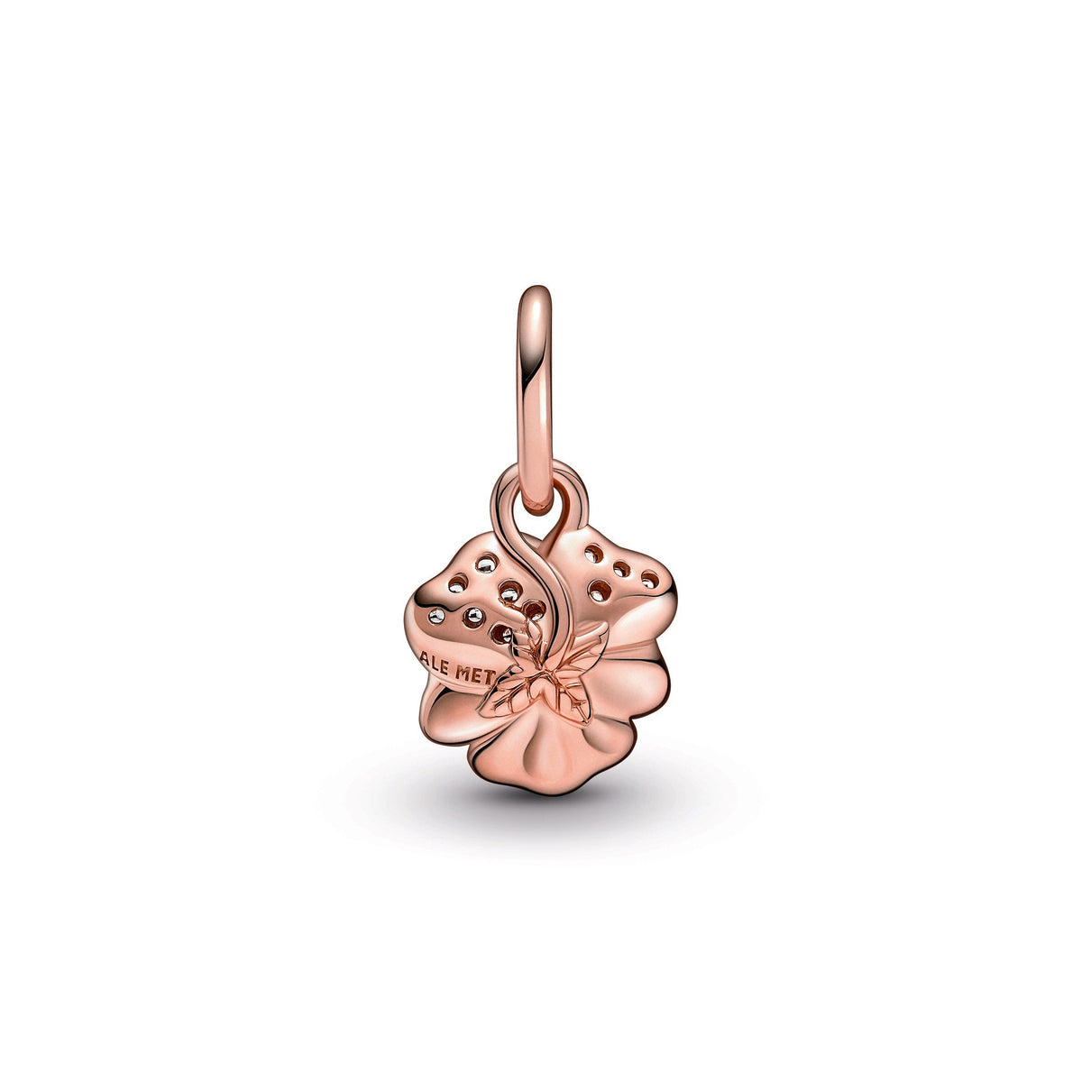 Dangle Charm – 14k Rose Gold-Plated – Deep Purple Pansy Flower
