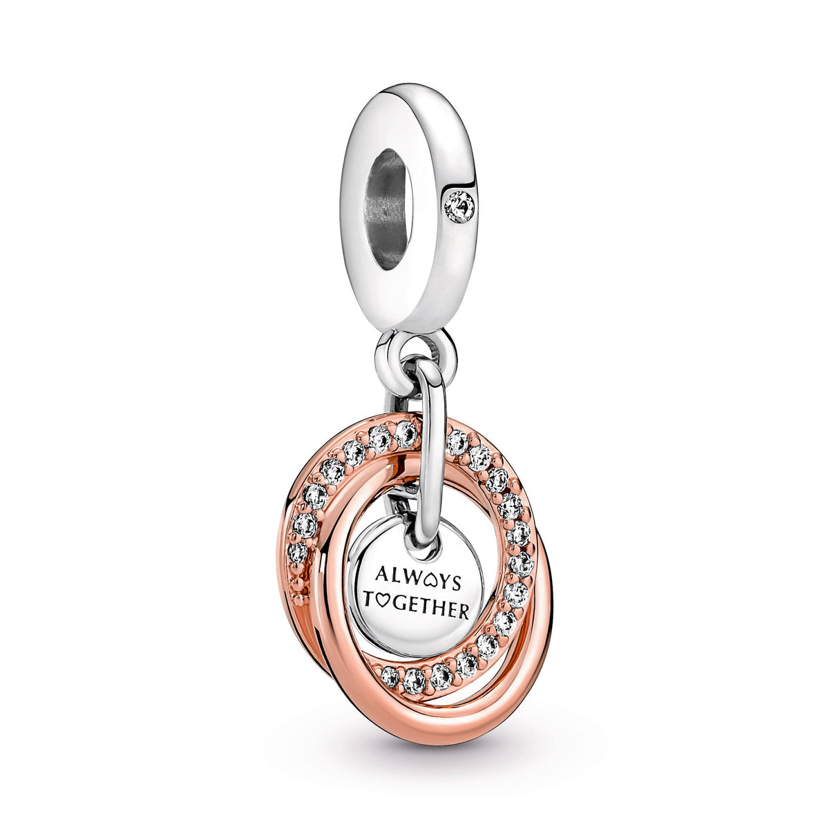 Dangle Charm – 14k Rose Gold-Plated – Family Always Encircled