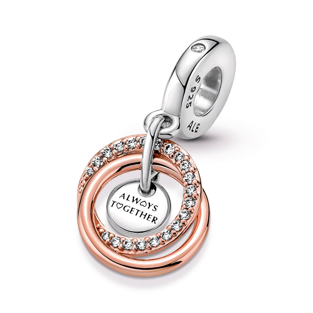 Dangle Charm – 14k Rose Gold-Plated – Family Always Encircled
