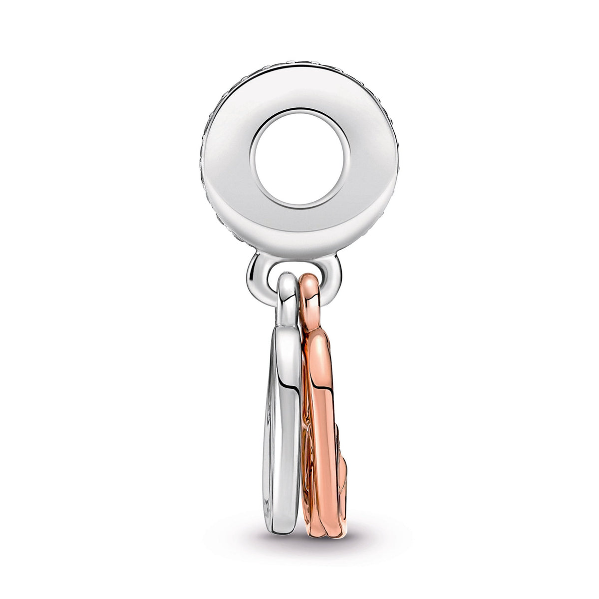 Dangle Charm – 14k Rose Gold-Plated – Entwined Infinite Hearts Double