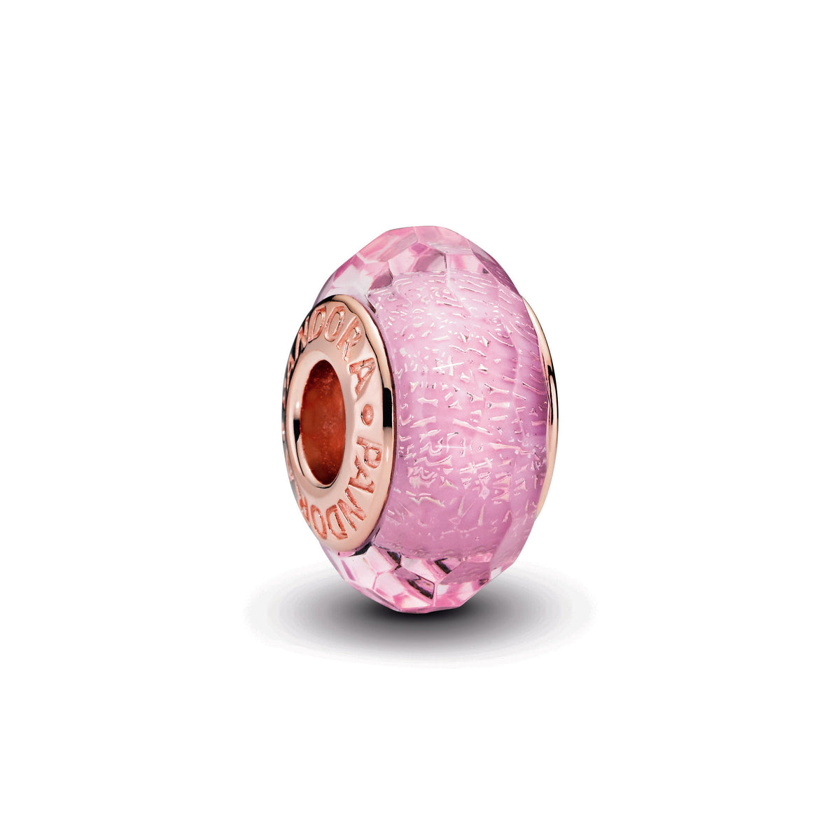 Charm – 14k Rose Gold-Plated – Faceted Pink Murano Glass