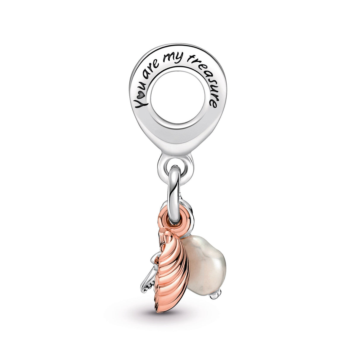 Dangle Charm – 14k Rose Gold-Plated – Freshwater Cultured Pearl, Starfish & Shell Triple