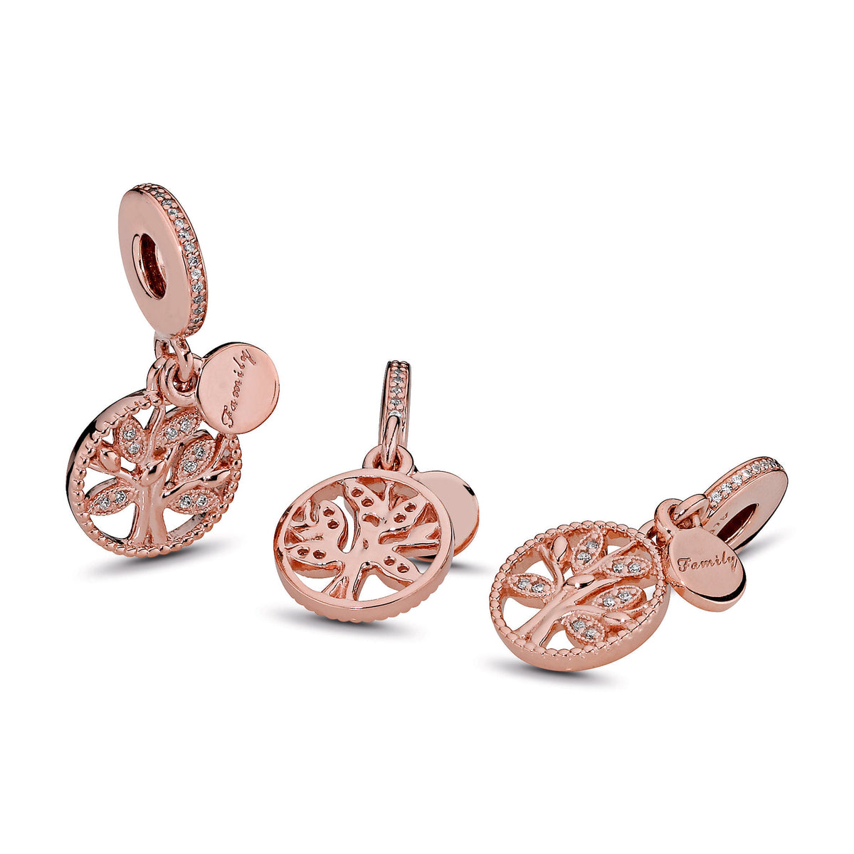 Dangle Charm – 14k Rose Gold-Plated – Sparkling Family Tree