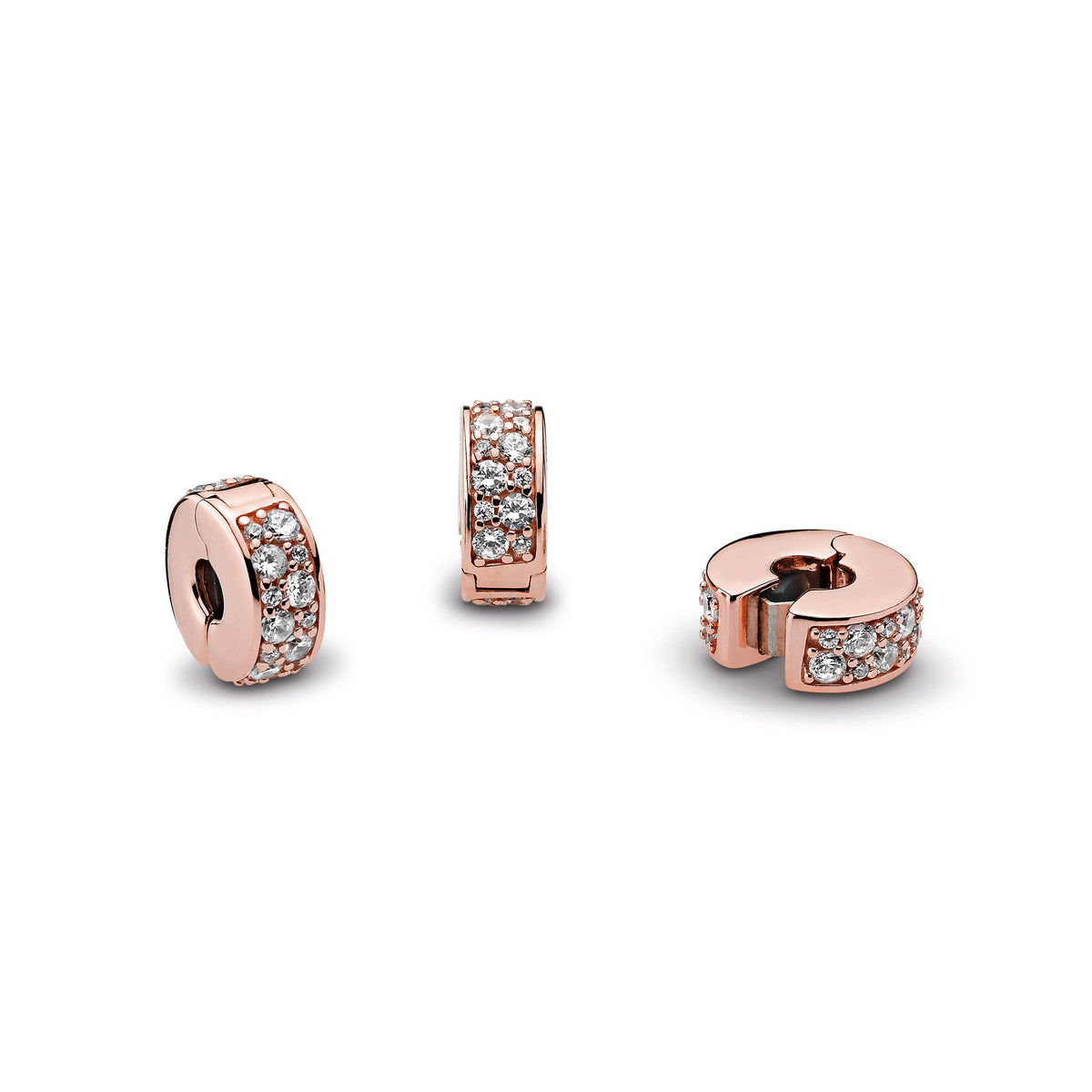 Clip Charm – 14k Rose Gold-Plated – Clear Pavé
