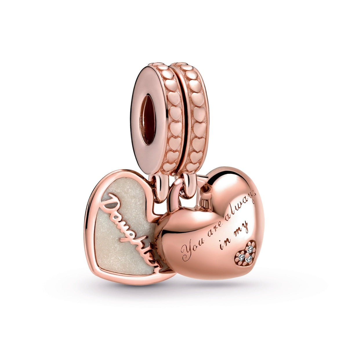Dangle Charm – 14k Rose Gold-Plated – You're Always in My Heart Split