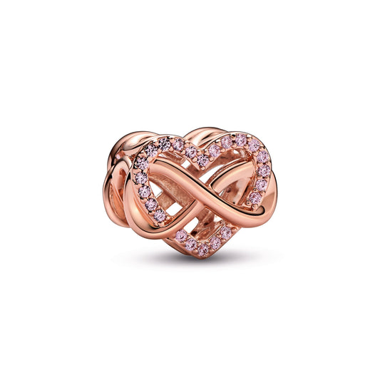 Charm – 14k Rose Gold-Plated – Sparkling Infinity Pink Heart