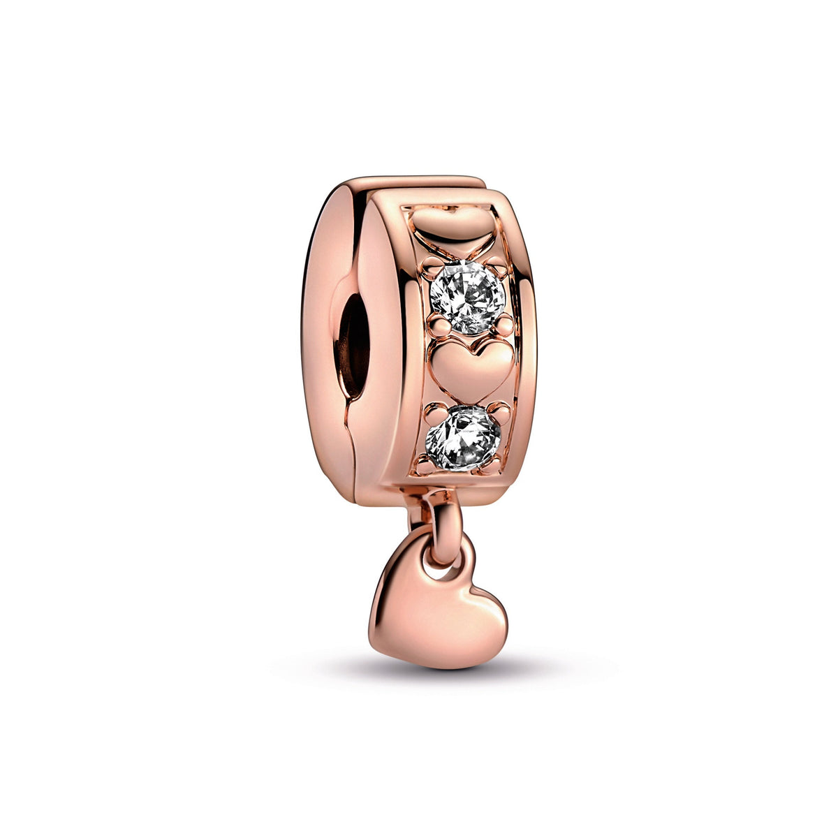 Clip Charm – 14k Rose Gold-Plated – Infinite Hearts Sparkling Dangling