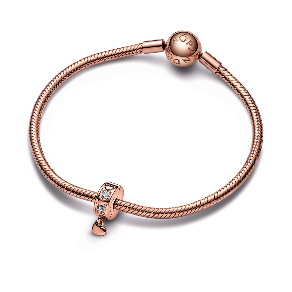 Clip Charm – 14k Rose Gold-Plated – Infinite Hearts Sparkling Dangling
