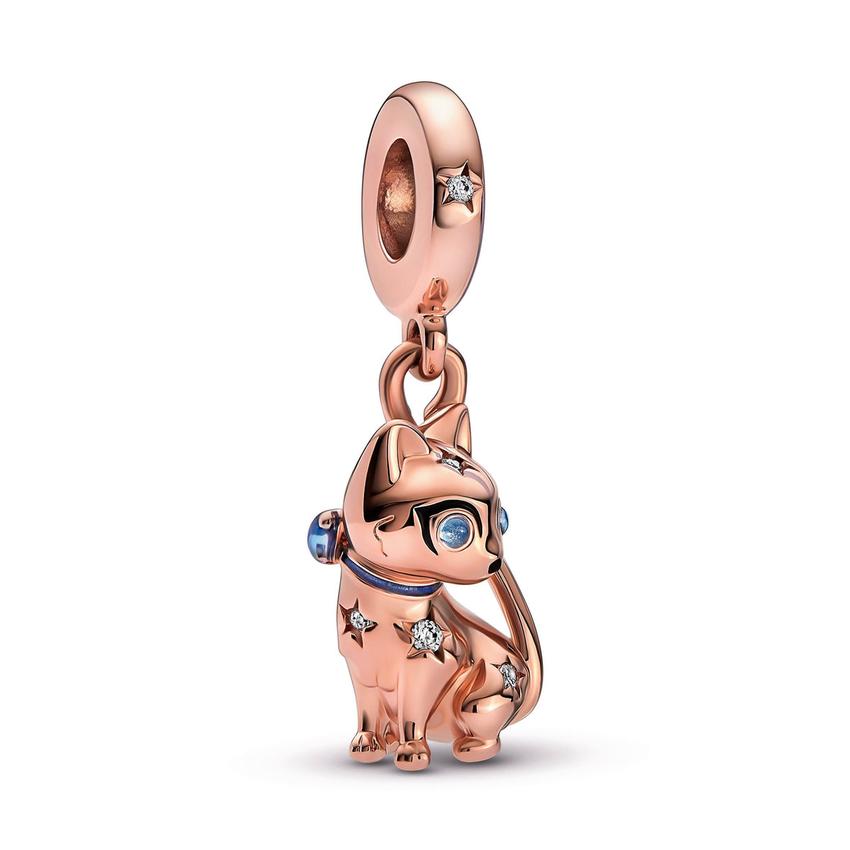 Dangle Charm – 14k Rose Gold-Plated – Sparkling Pet Cat