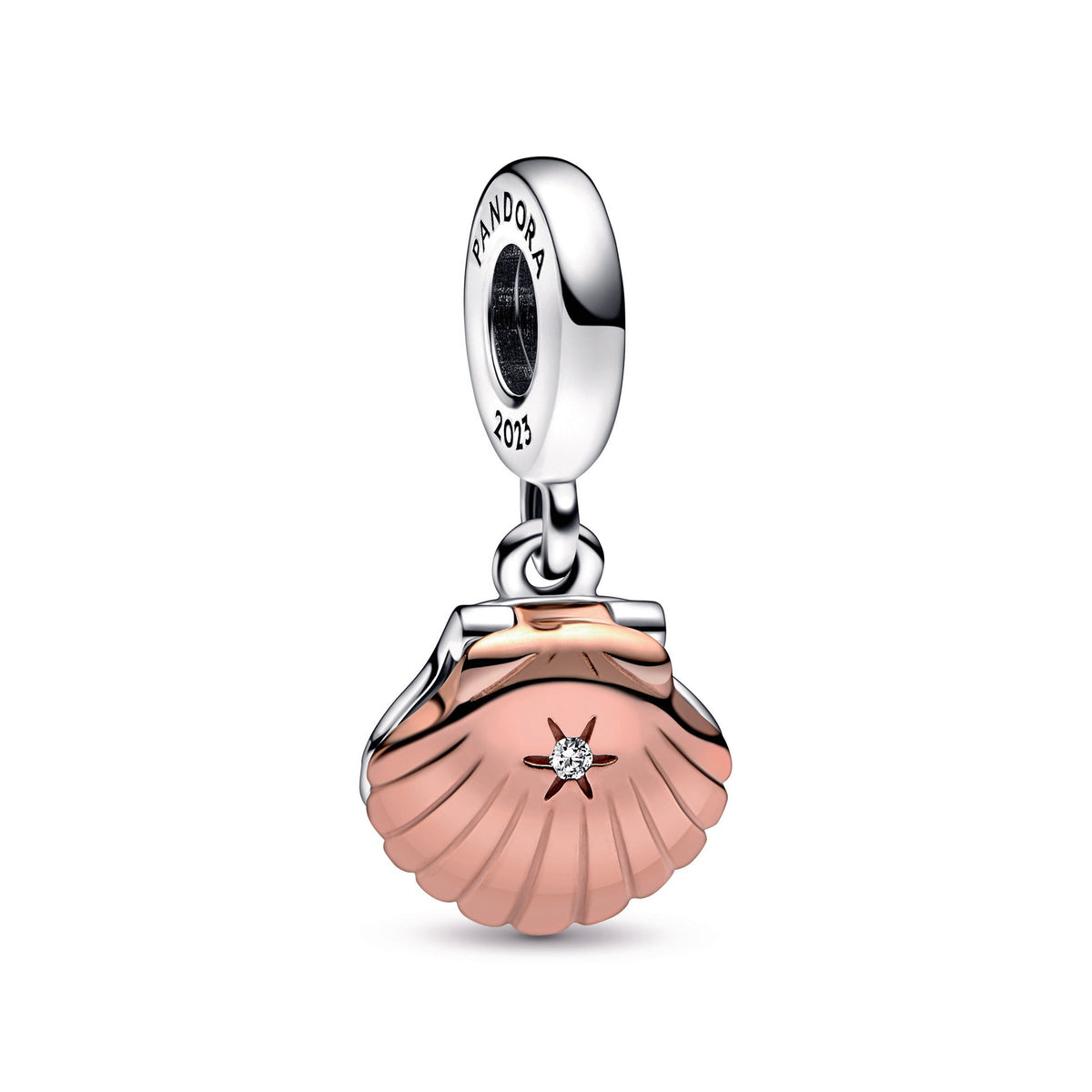 Dangle Charm – 14k Rose Gold-Plated – Pandora Club 2023 Sea Shell & Treated Freshwater Cultured Pearl