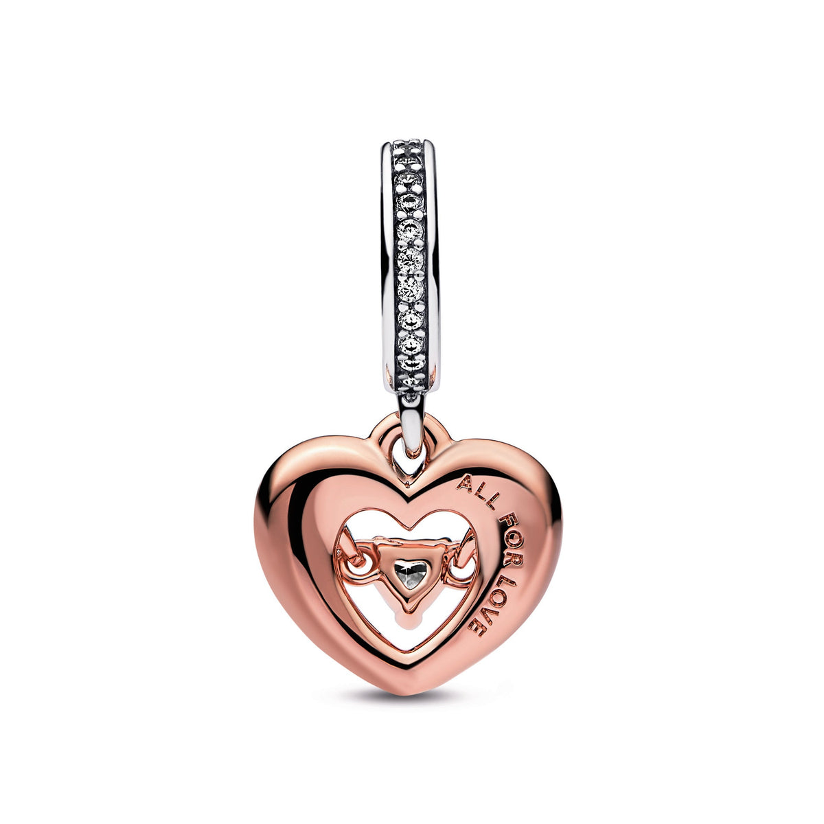 Dangle Charm – 14k Rose Gold-Plated – Two-tone Radiant Heart