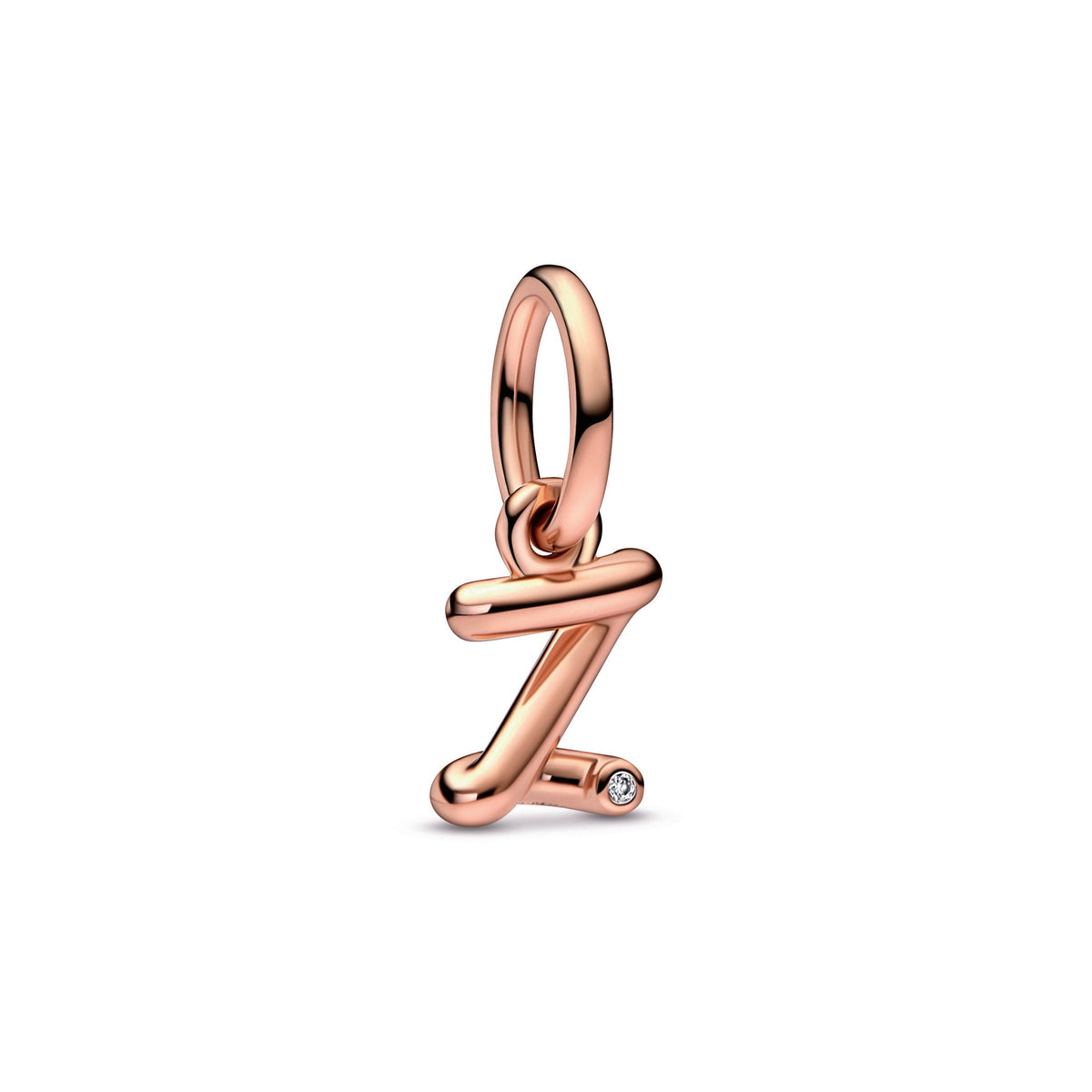 Dangle Charm – 14k Rose Gold-Plated – Letter z Script Alphabet