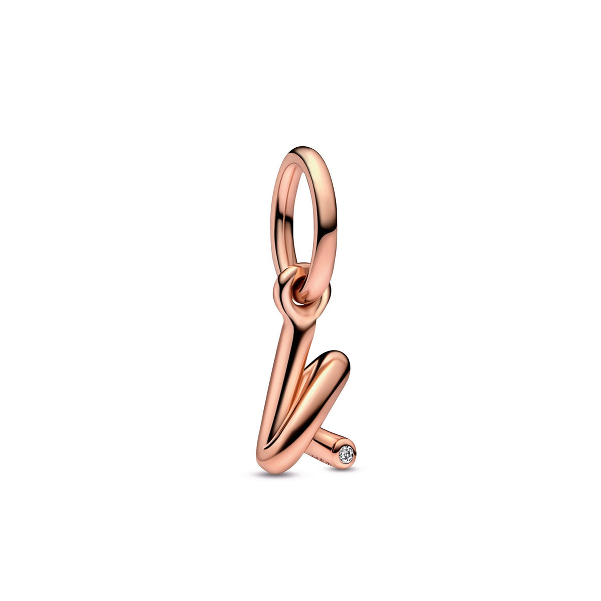 Dangle Charm – 14k Rose Gold-Plated – Letter k Script Alphabet
