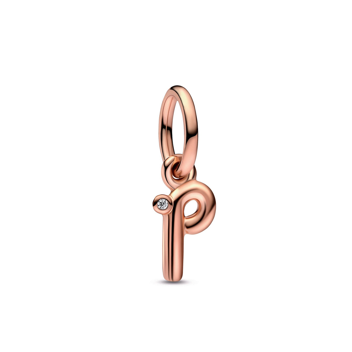 Dangle Charm – 14k Rose Gold-Plated – Letter p Script Alphabet
