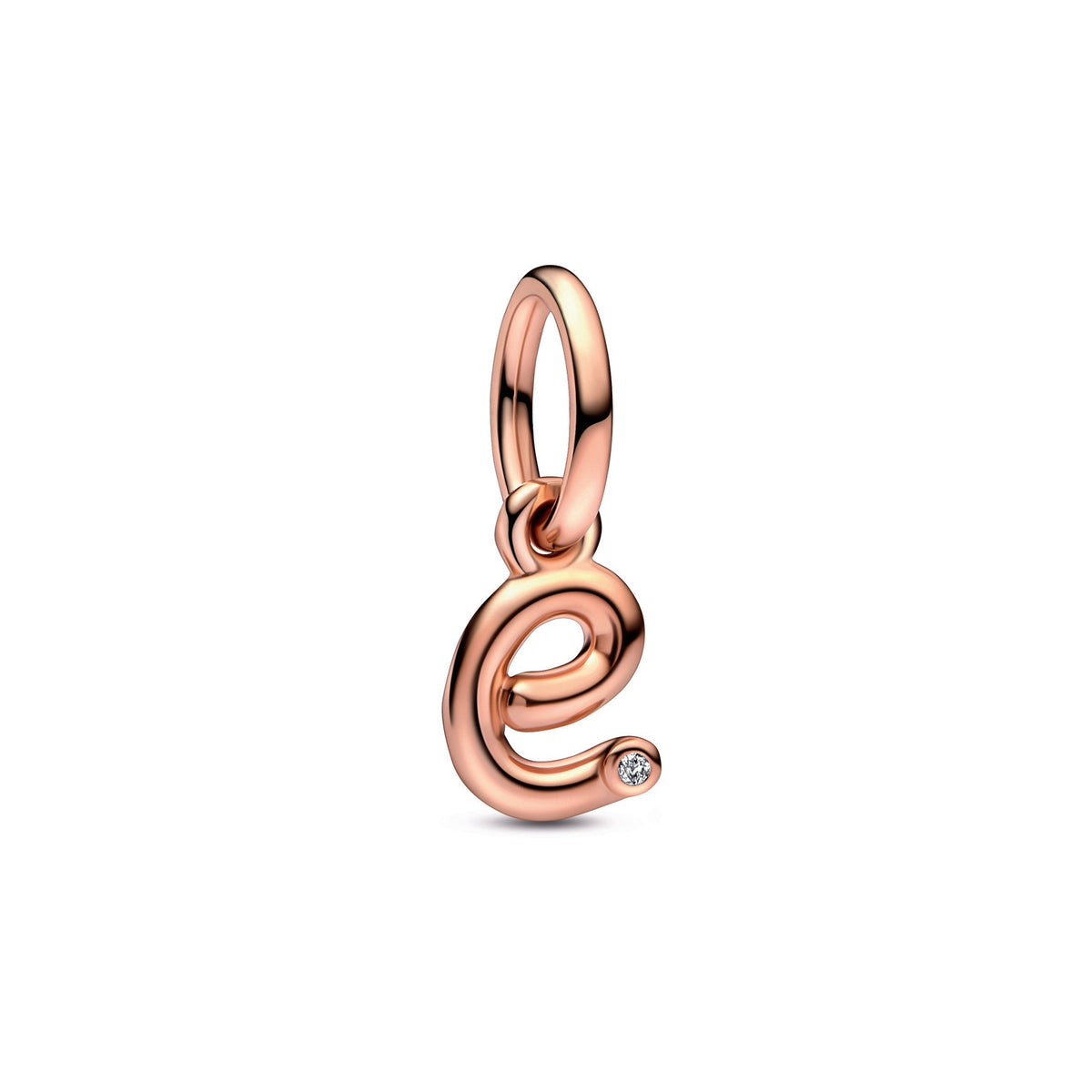 Dangle Charm – 14k Rose Gold-Plated – Letter e Script Alphabet