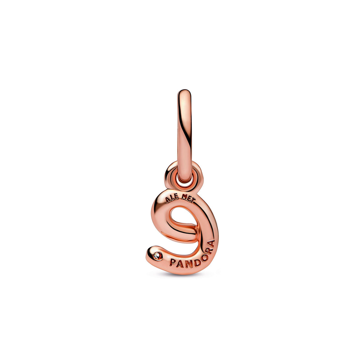 Dangle Charm – 14k Rose Gold-Plated – Letter e Script Alphabet
