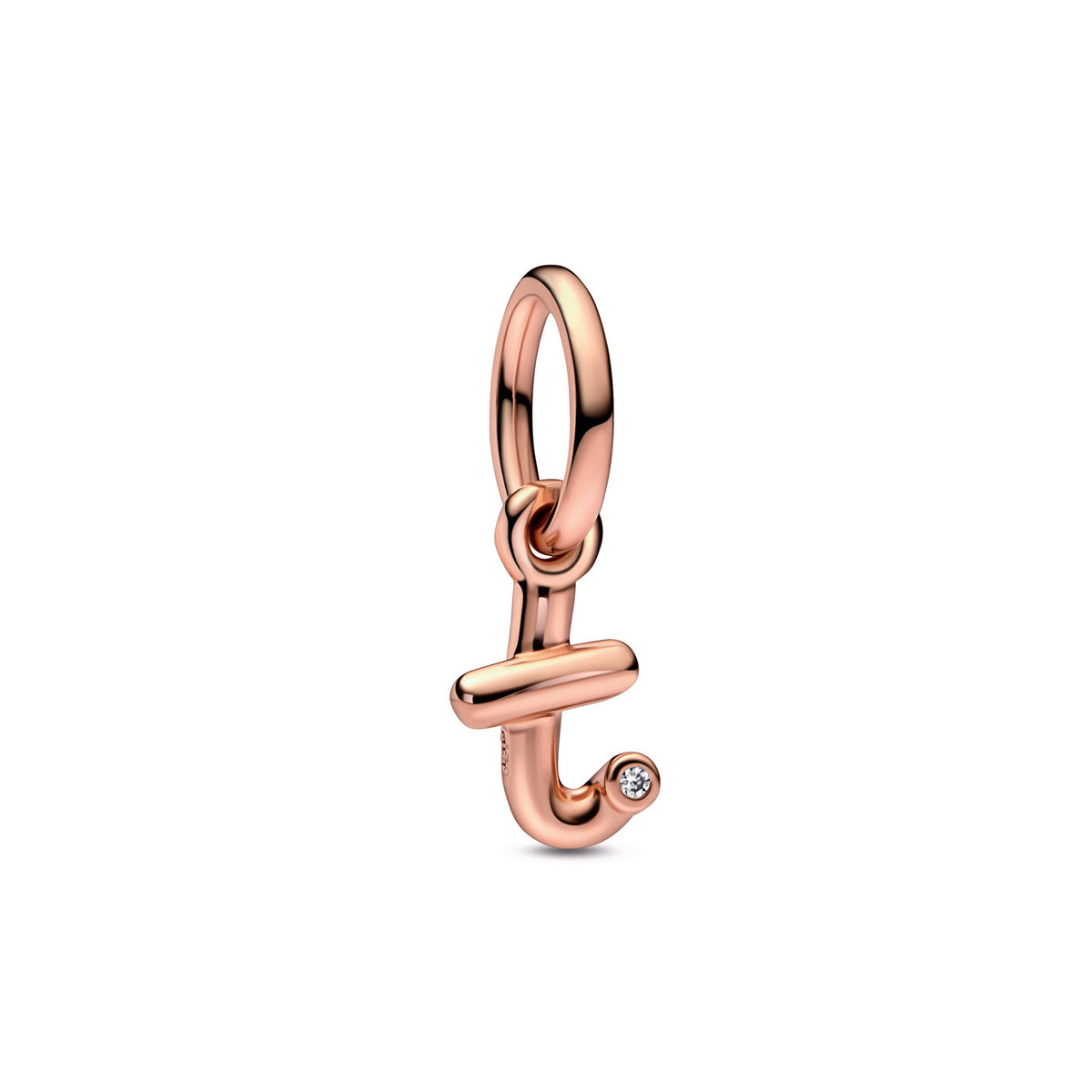 Dangle Charm – 14k Rose Gold-Plated – Letter t Script Alphabet