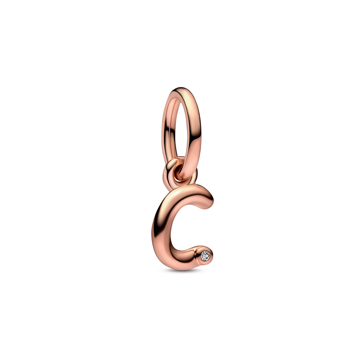 Dangle Charm – 14k Rose Gold-Plated – Letter c Script Alphabet
