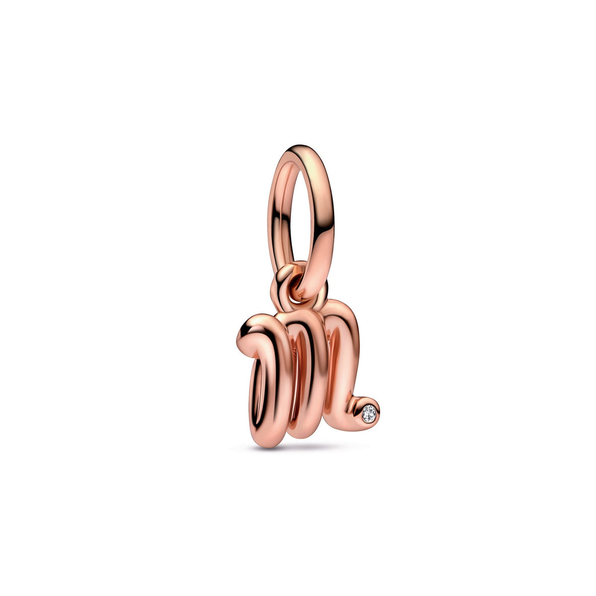 Dangle Charm – 14k Rose Gold-Plated – Letter m Script Alphabet