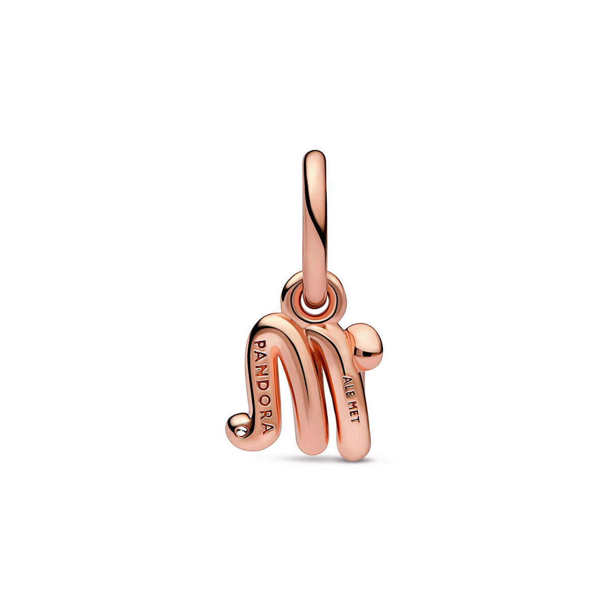 Dangle Charm – 14k Rose Gold-Plated – Letter m Script Alphabet