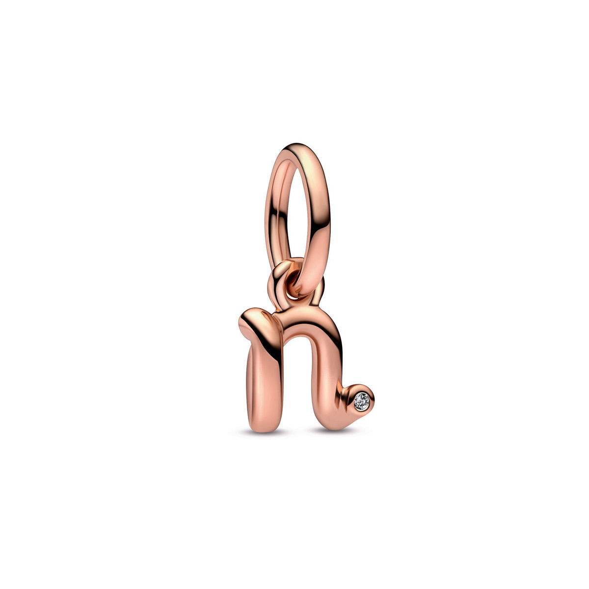 Dangle Charm – 14k Rose Gold-Plated – Letter n Script Alphabet