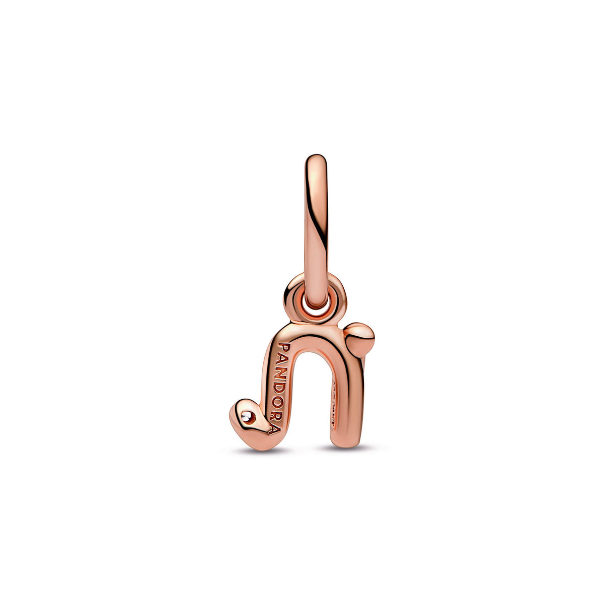 Dangle Charm – 14k Rose Gold-Plated – Letter n Script Alphabet