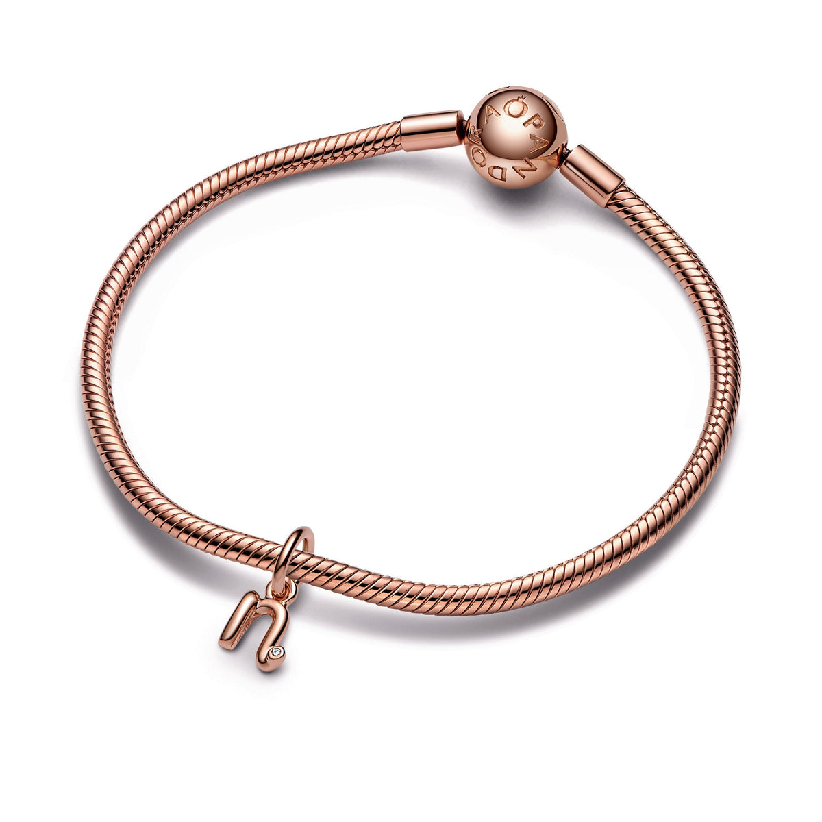 Dangle Charm – 14k Rose Gold-Plated – Letter n Script Alphabet