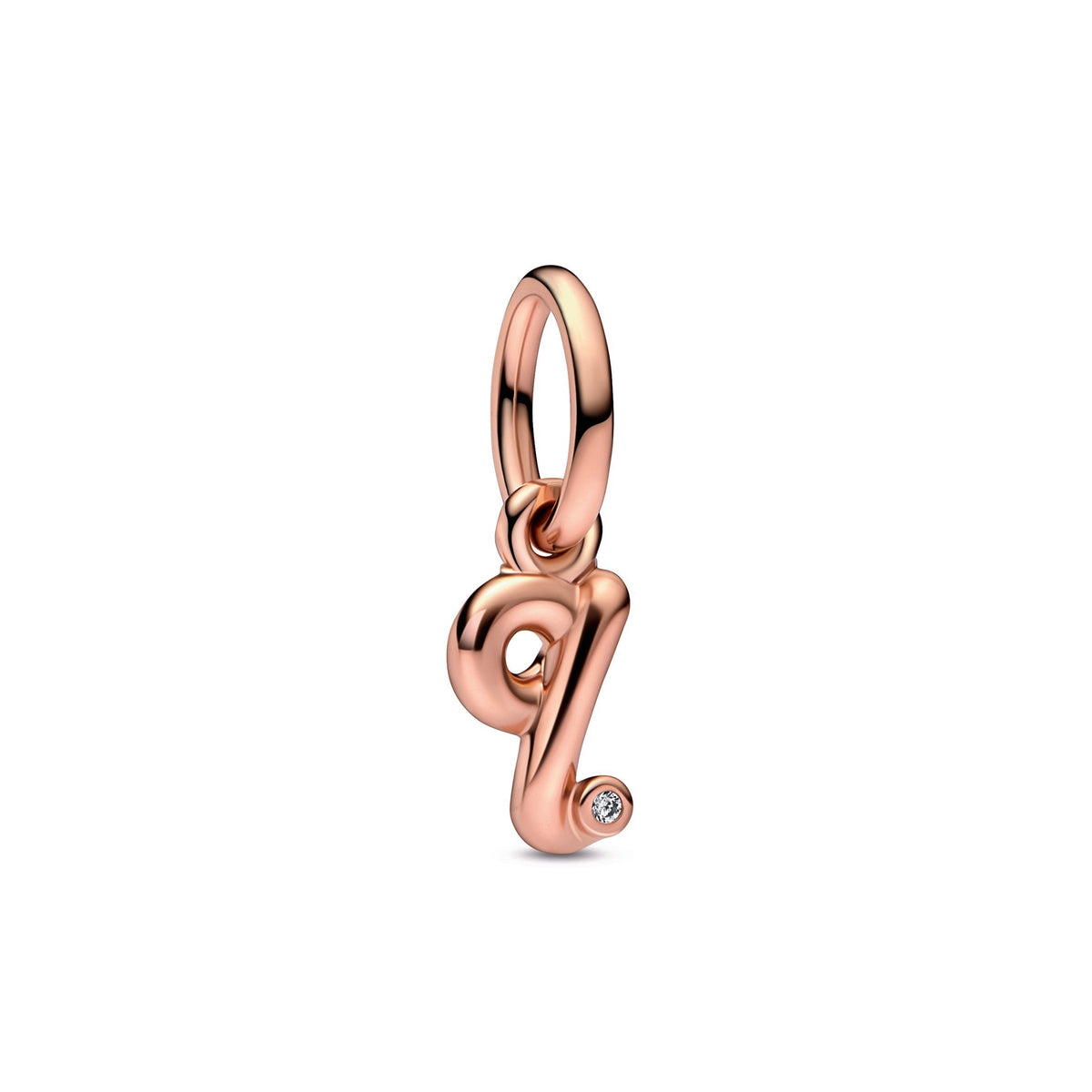 Dangle Charm – 14k Rose Gold-Plated – Letter q Script Alphabet