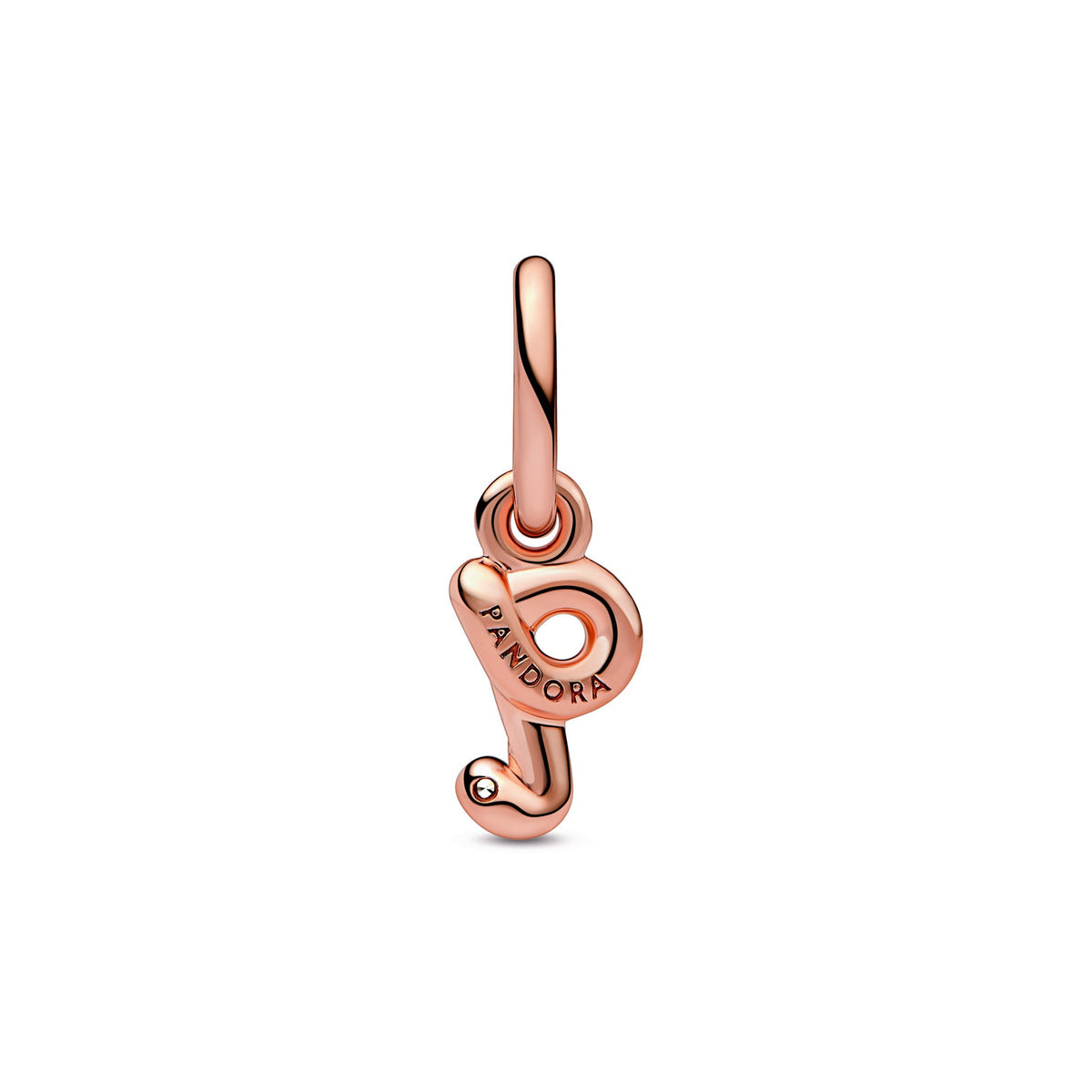 Dangle Charm – 14k Rose Gold-Plated – Letter q Script Alphabet