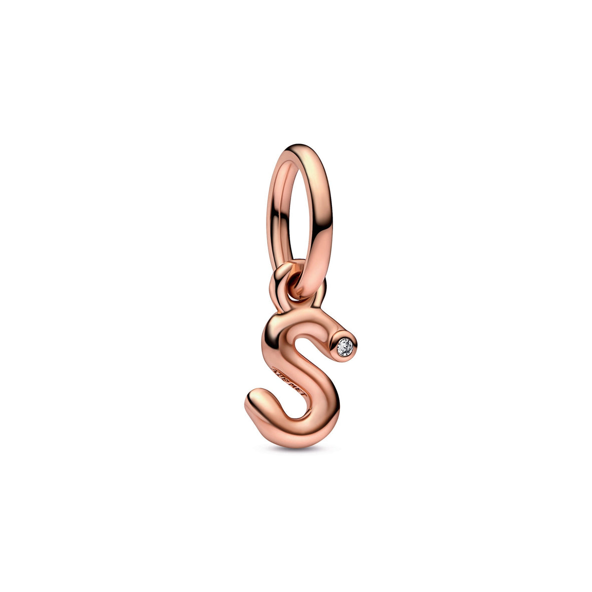 Dangle Charm – 14k Rose Gold-Plated – Letter s Script Alphabet