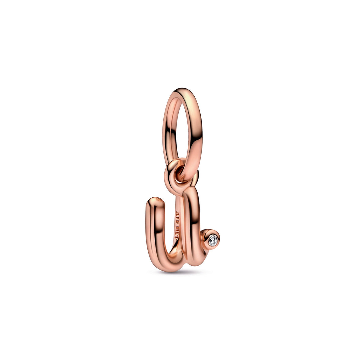 Dangle Charm – 14k Rose Gold-Plated – Letter u Script Alphabet