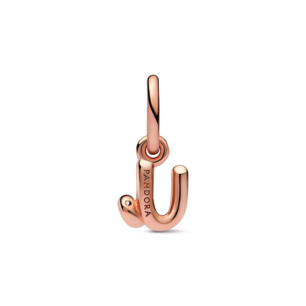 Dangle Charm – 14k Rose Gold-Plated – Letter u Script Alphabet