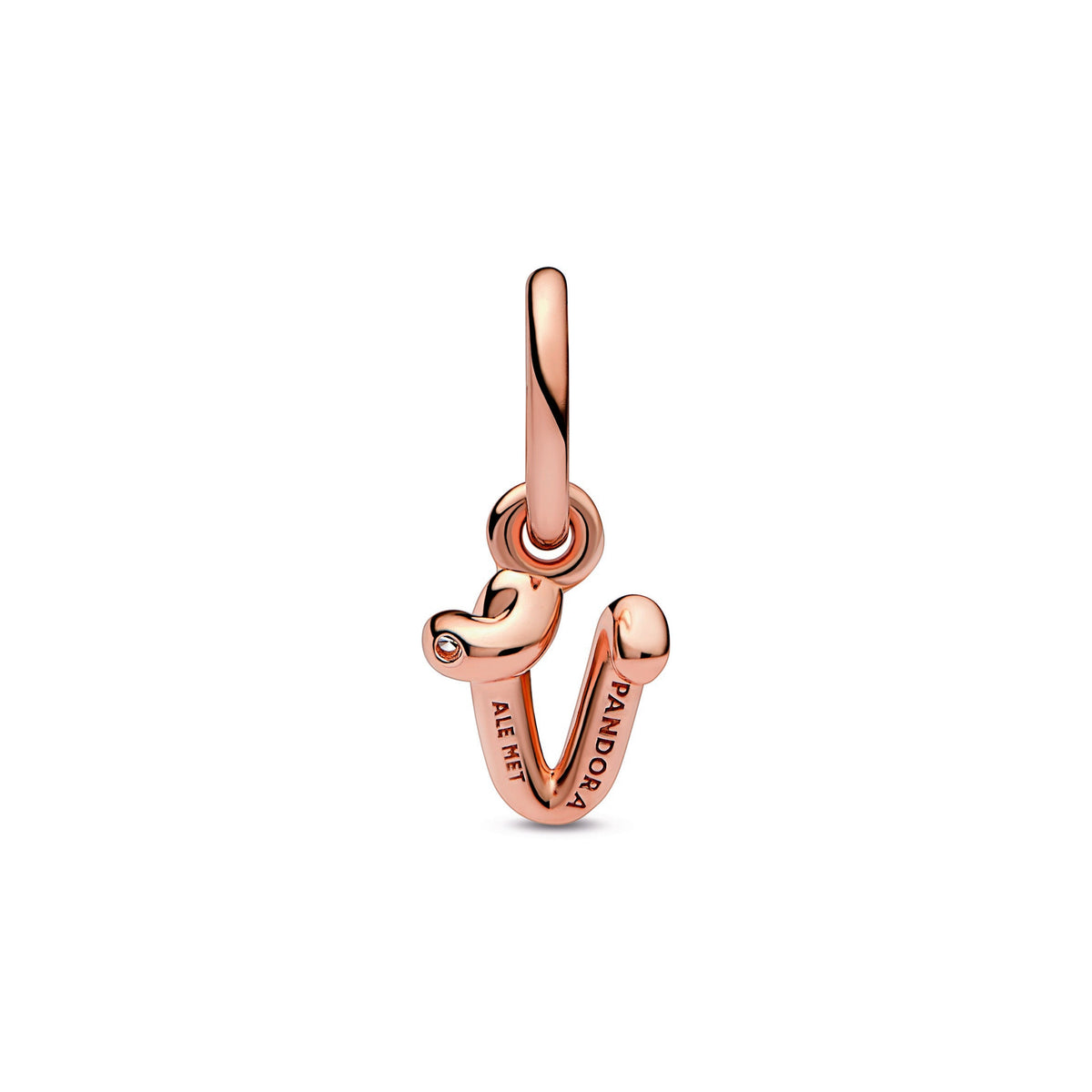 Dangle Charm – 14k Rose Gold-Plated – Letter v Script Alphabet