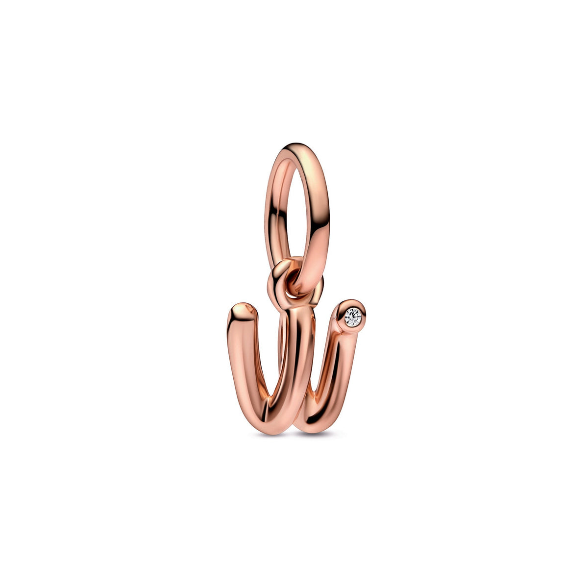 Dangle Charm – 14k Rose Gold-Plated – Letter w Script Alphabet