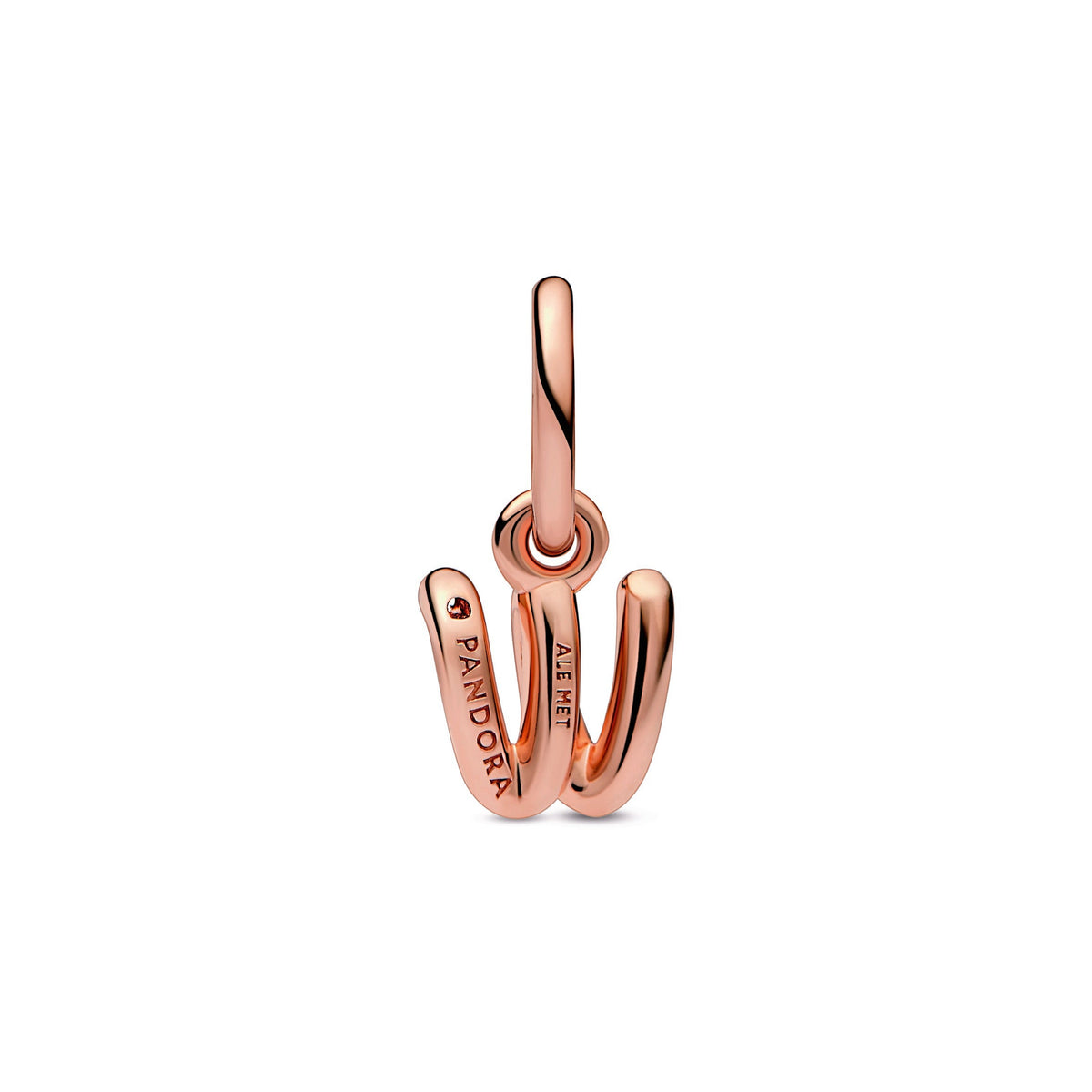 Dangle Charm – 14k Rose Gold-Plated – Letter w Script Alphabet