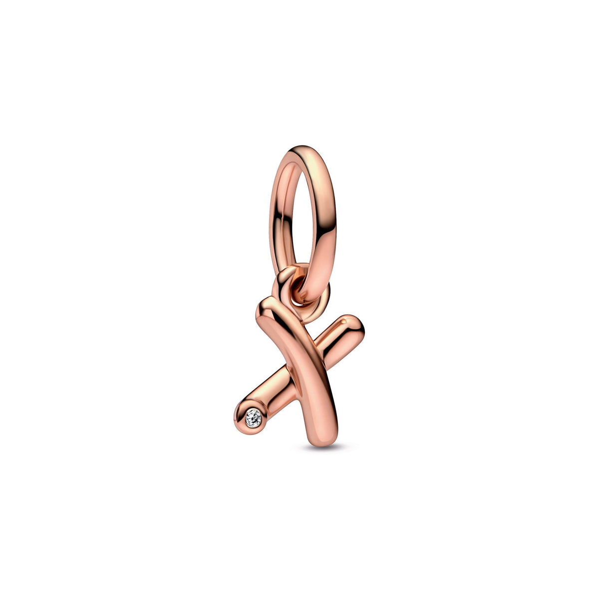 Dangle Charm – 14k Rose Gold-Plated – Letter x Script Alphabet