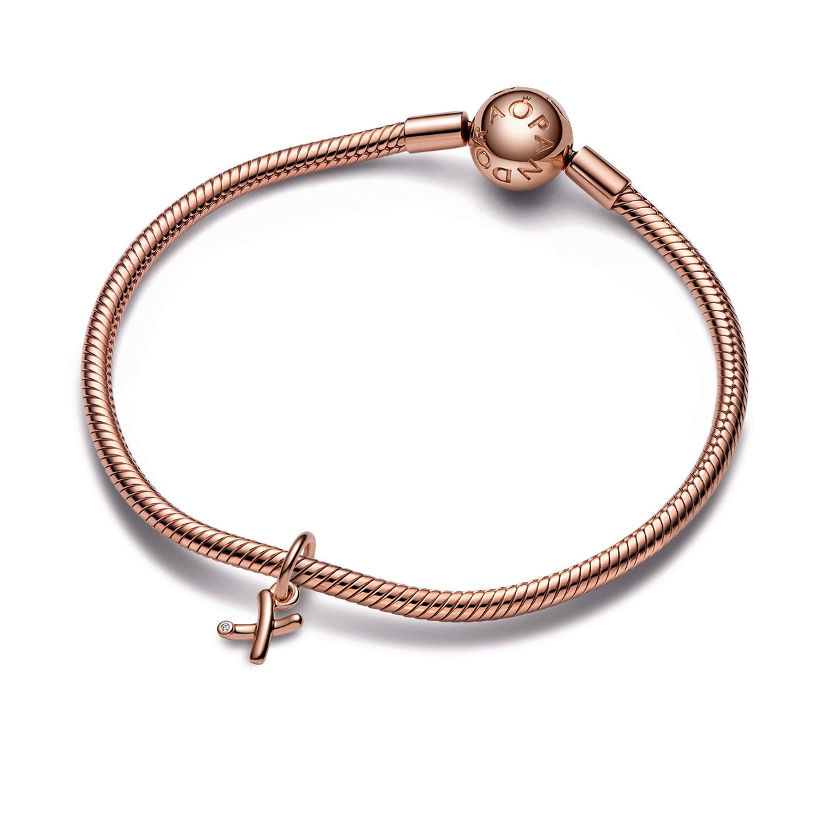 Dangle Charm – 14k Rose Gold-Plated – Letter x Script Alphabet