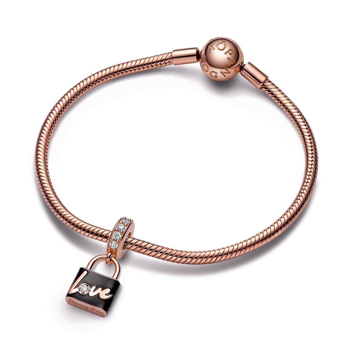 Dangle Charm – 14k Rose Gold-Plated – Love Padlock