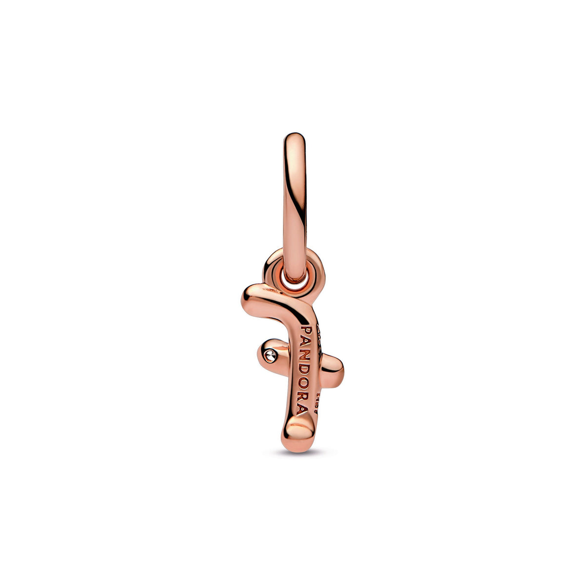 Dangle Charm – 14k Rose Gold-Plated – Letter f Script Alphabet