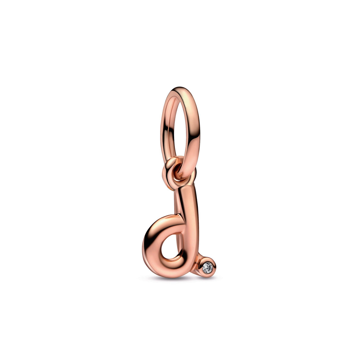 Dangle Charm – 14k Rose Gold-Plated – Letter d Script Alphabet