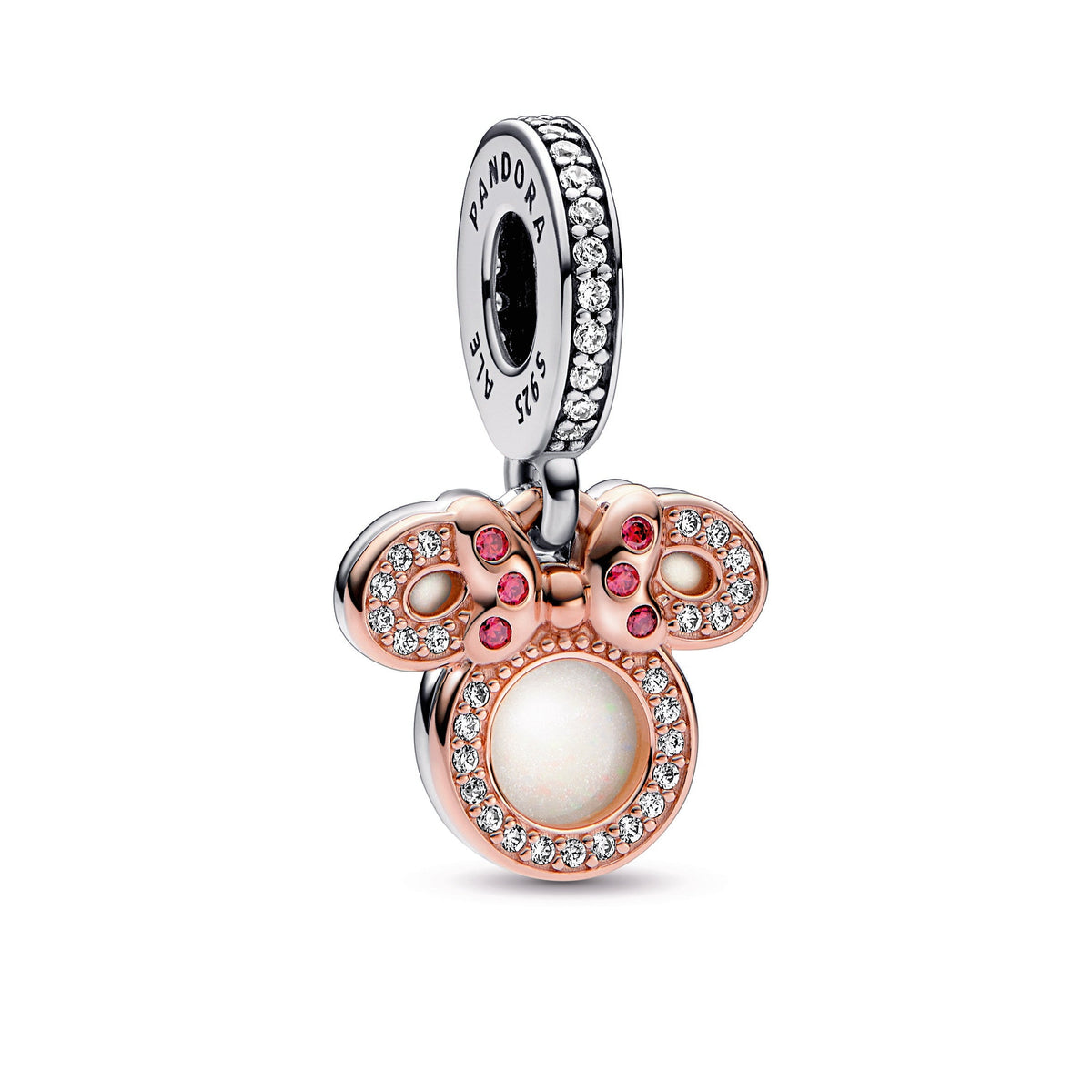 Dangle Charm – 14k Rose Gold-Plated – Disney Minnie Mouse Silhouette Double
