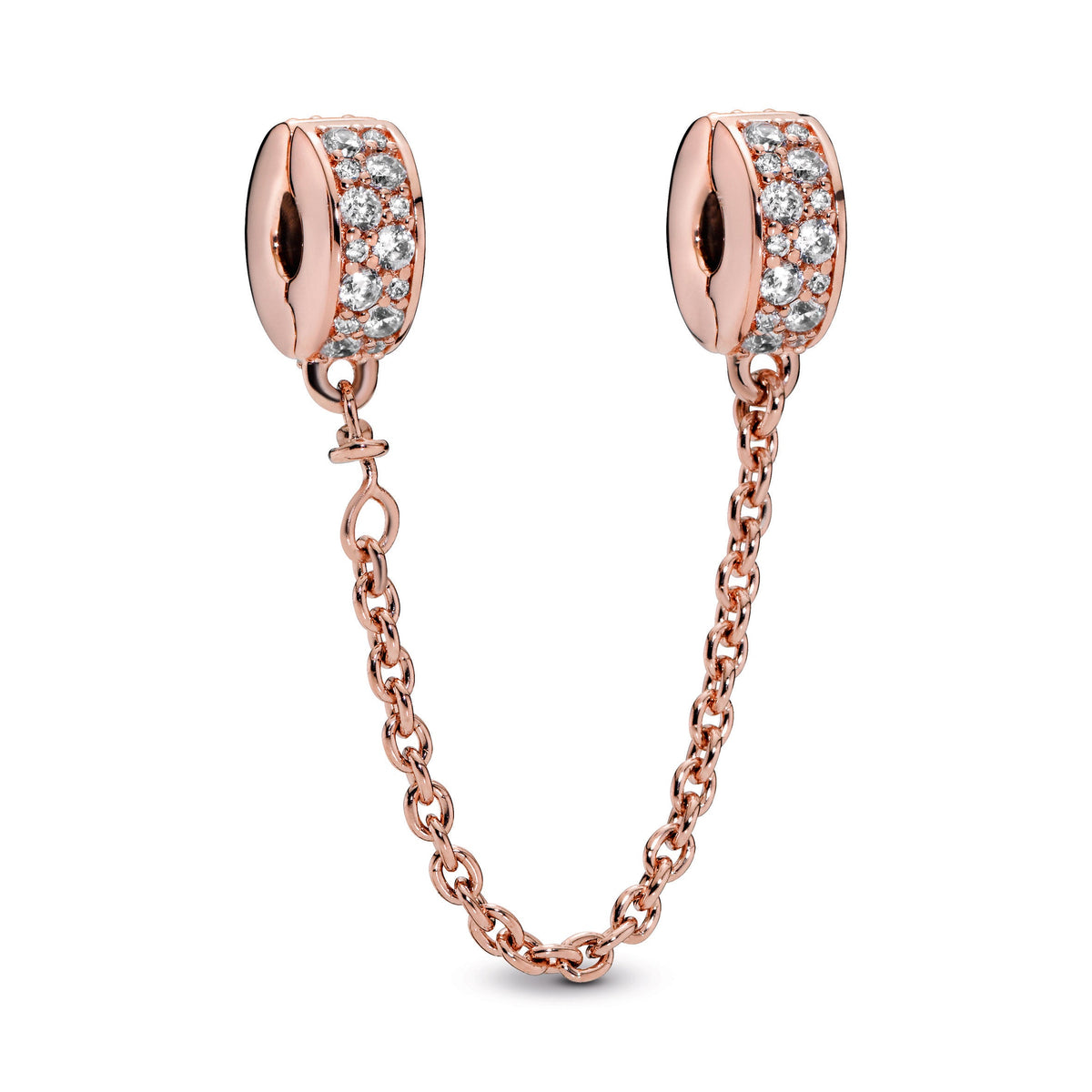 Clip Charm – 14k Rose Gold-Plated – Clear Pavé Safety Chain